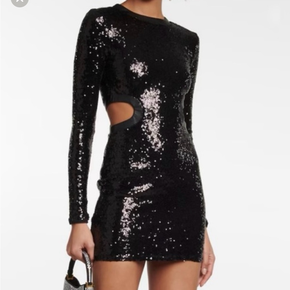 Staud Black Sequin Cut-Out Dress. Worn once